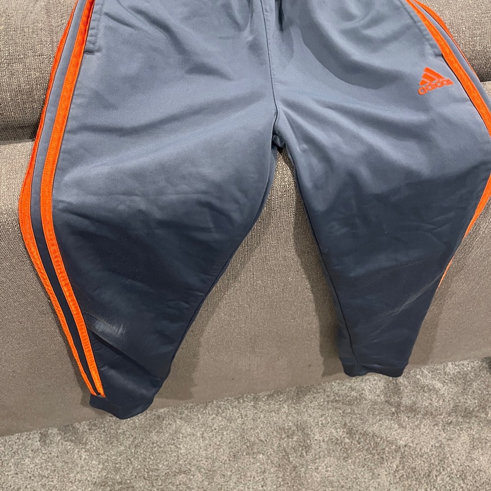 Adidas Kids' Gray Joggers with Orange Accents